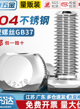 304不锈钢T型螺丝GB37模具槽用螺栓T形压板螺钉5M6M8M10M12M16M20