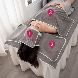 高端美容院毛巾专用定制logo皮肤管理三件套包头巾带洞浴巾铺床巾