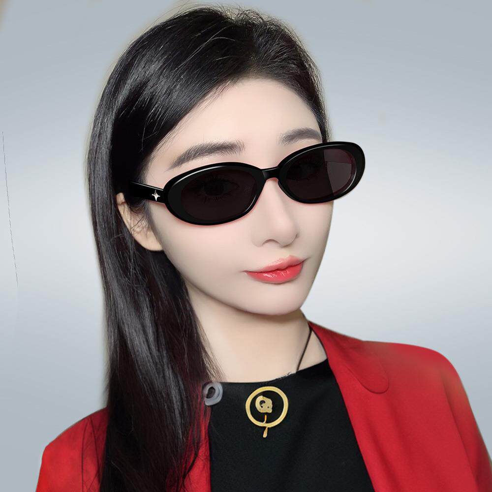 2024新品新款jennie墨镜女潮椭圆形高级感圆脸凹造型防晒太阳镜