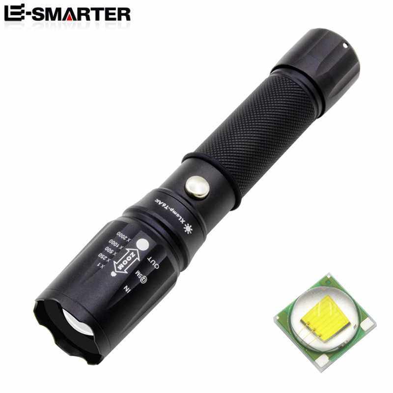 T6强光手电筒USB充电户外铝合金防身防水LED多功能伸缩变焦照明灯