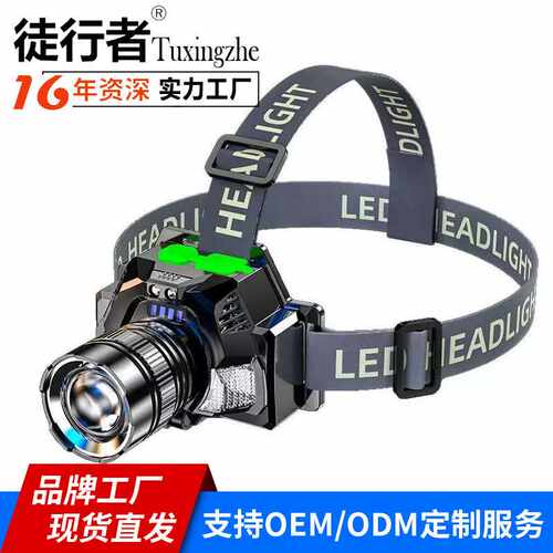 新款挥手感应头灯usb充电户外照明强光头戴灯夜钓灯