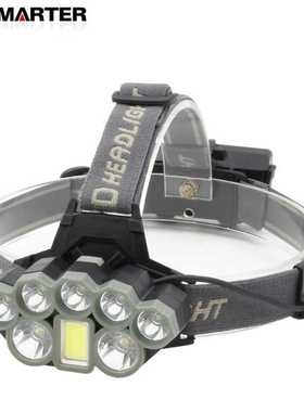 8LED头灯强光T6COB轻巧型钓鱼灯USB充电多功能头戴灯