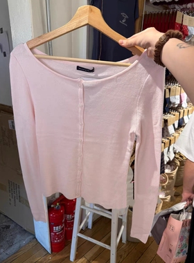 BrandyGirl美式复古大圆领bm针织衫单排扣开衫毛衣薄款上衣外套潮