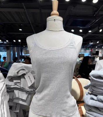 BrandyGirl美式复古蕾丝边罗纹bm吊带背心纯欲百搭甜辣上衣女ins