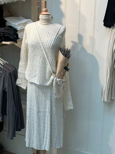 Brandy Girl新款马海毛bm针织衫毛衣女圆领镂空长袖外套薄款罩衫