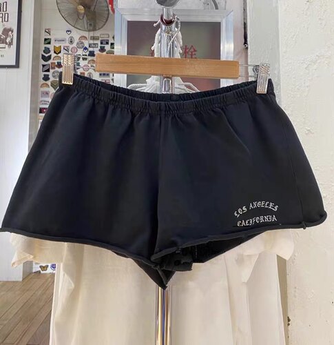 Brandy Girl 美式LosAngeles高腰短裤女bm卷边热裤休闲运显瘦动裤