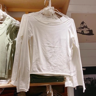Girl新款 显瘦内搭打底衫 卷边长袖 修身 纯棉T恤女bm高腰短款 Brandy