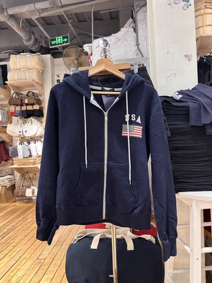 BrandyGirl美式复古国旗刺绣bm连帽卫衣女宽松开衫拉链外套上衣潮