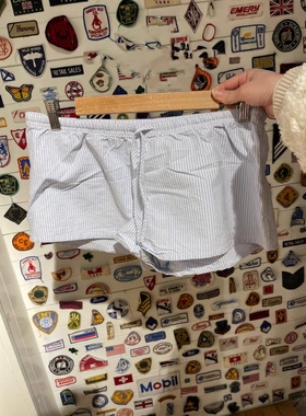 BrandyGirl新款美式收腰系带bm条纹短裤女松紧腰运动休闲裤居家裤
