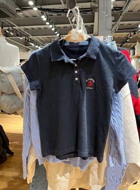 Brandy Girl新款龙刺绣复古polo领T恤女bm短袖美式修身短款上衣潮