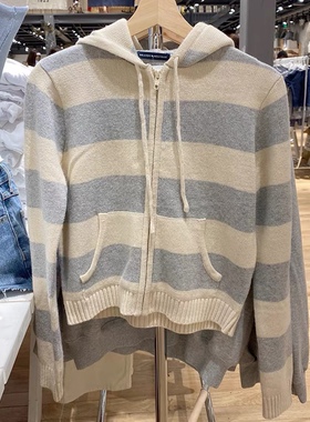 Brandy Girl新款美式复古拉链连帽外套女 bm风短款毛衣针织开衫潮