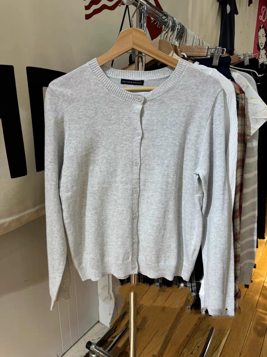 BrandyGirl新款羊毛圆领bm针织衫女修身上衣单排扣开衫毛衣外套潮