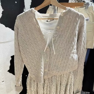 毛衣外套美式 女开衫 上衣 圆领麻花bm针织衫 BrandyGirl欧阳娜娜同款