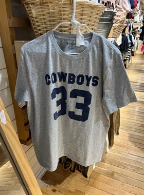 BrandyGirl新款美式复古Cowboys字母印花T恤女bm短袖宽松休闲上衣