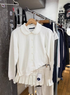 BrandyGirl美式复古花边娃娃领bm针织衫女修身显瘦开衫毛衣外套潮