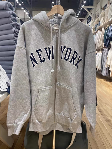 BrandyGirl新款Bm卫衣女NEWYORK纽约秋冬外套拉链oversize上衣潮