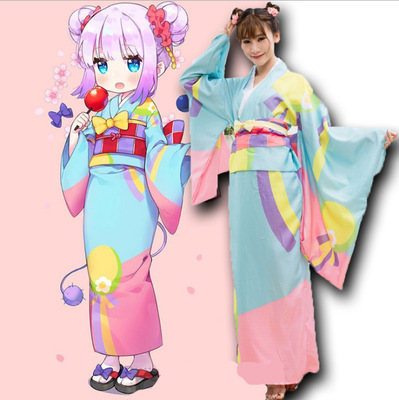 小林家的龙女仆 萝莉康娜浴衣和服 新年和服萝莉龙女Cosplay服装