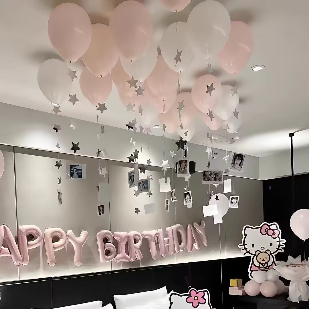 气球星星挂饰生日表白求婚布置图片