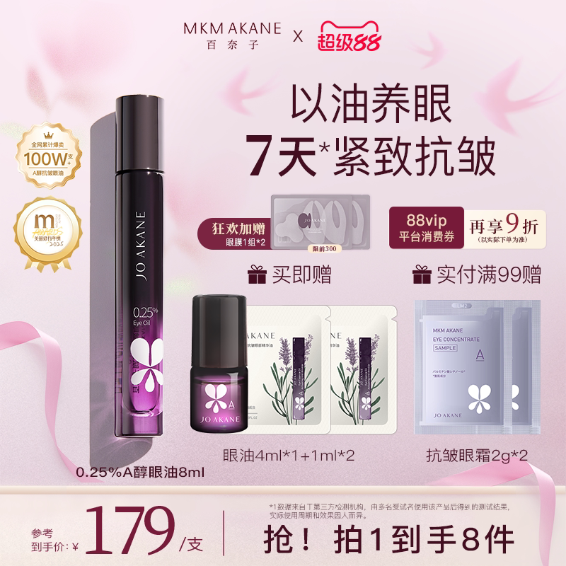 【韦雪推荐】百奈子眼油0.25%A醇眼部精华油紧致抗皱淡纹滚珠眼霜