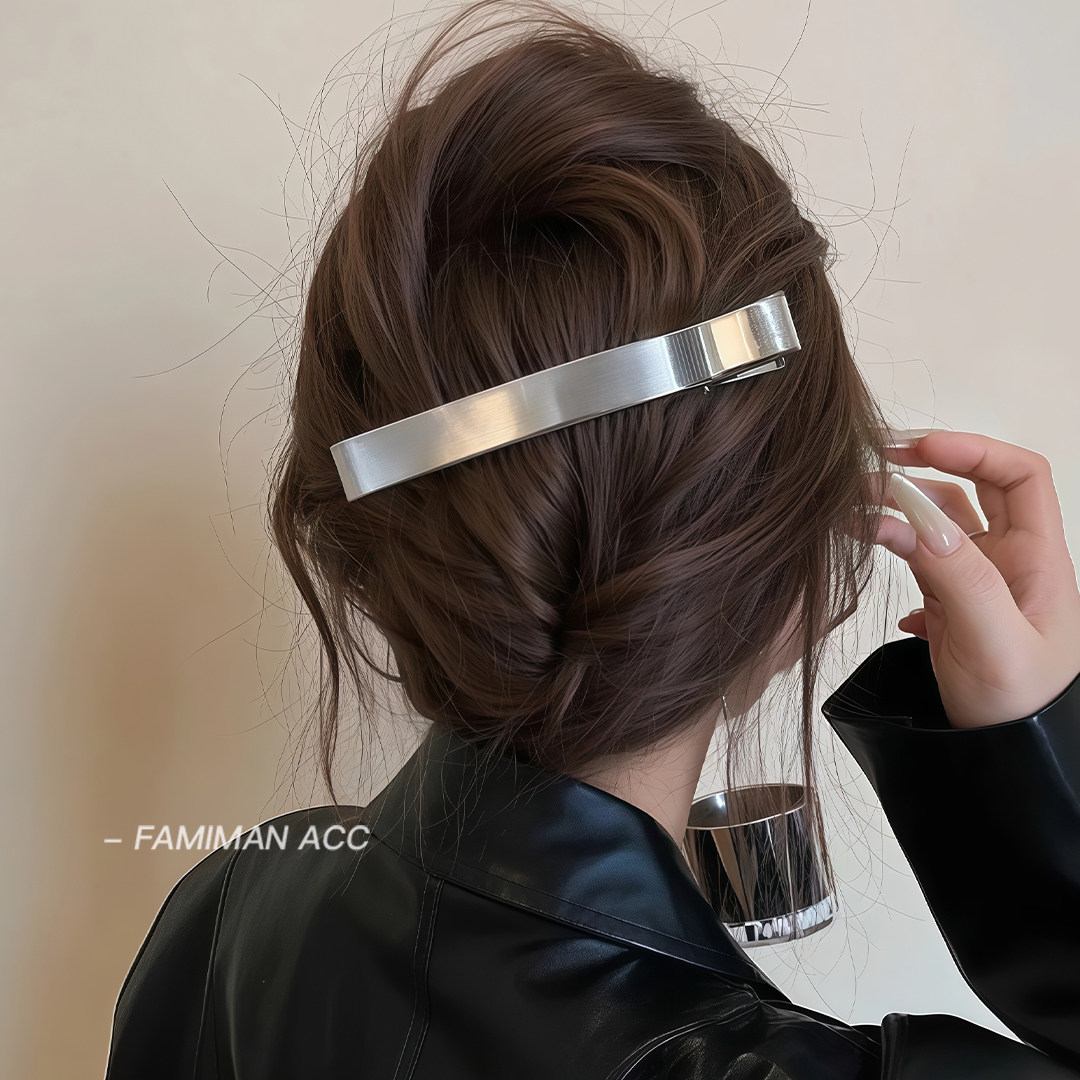 韩系银色发夹后脑勺女2025新款图片