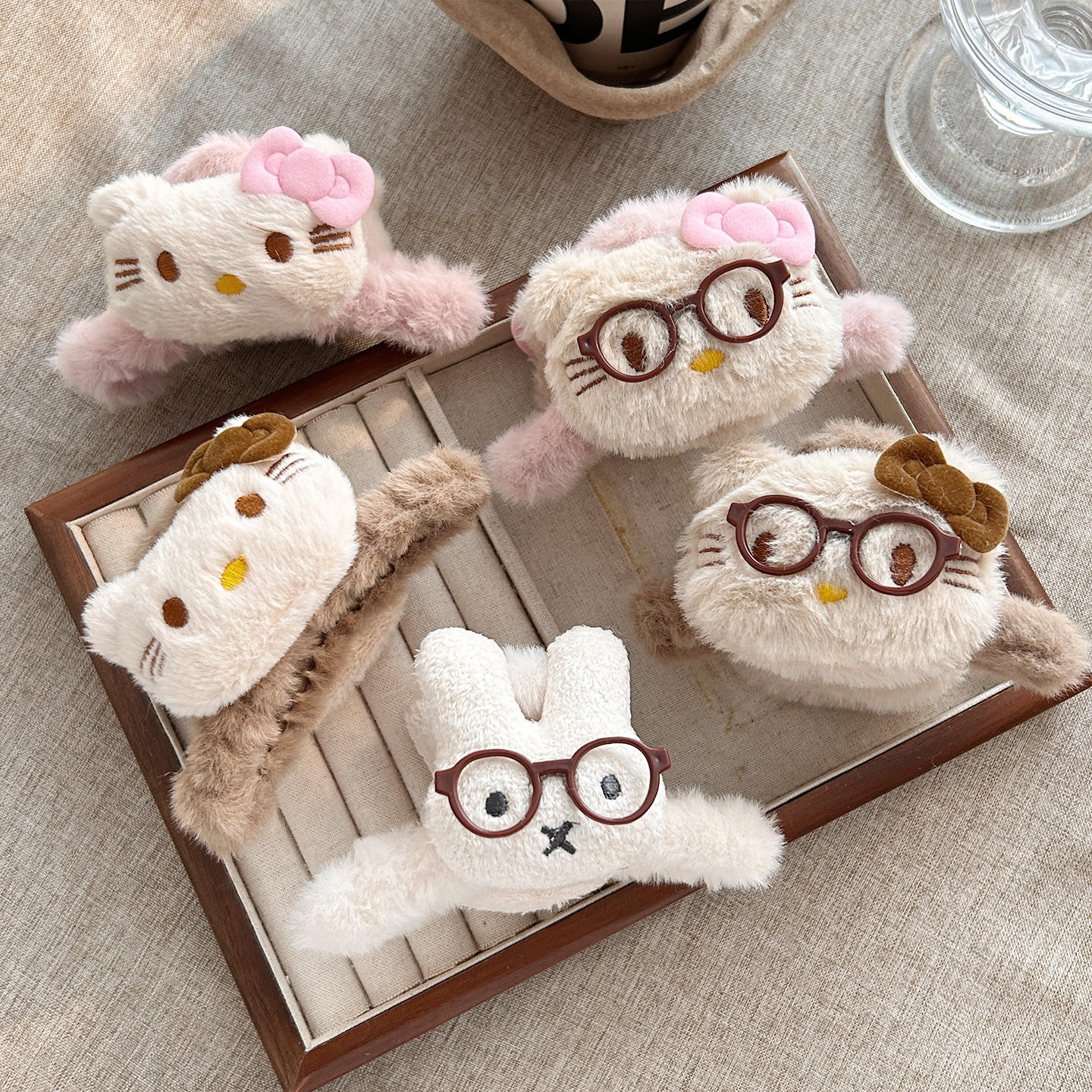 秋冬甜美可爱毛绒抓夹卡通头饰女