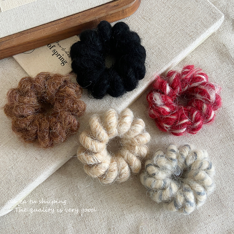 韩系复古毛绒电话线发圈女