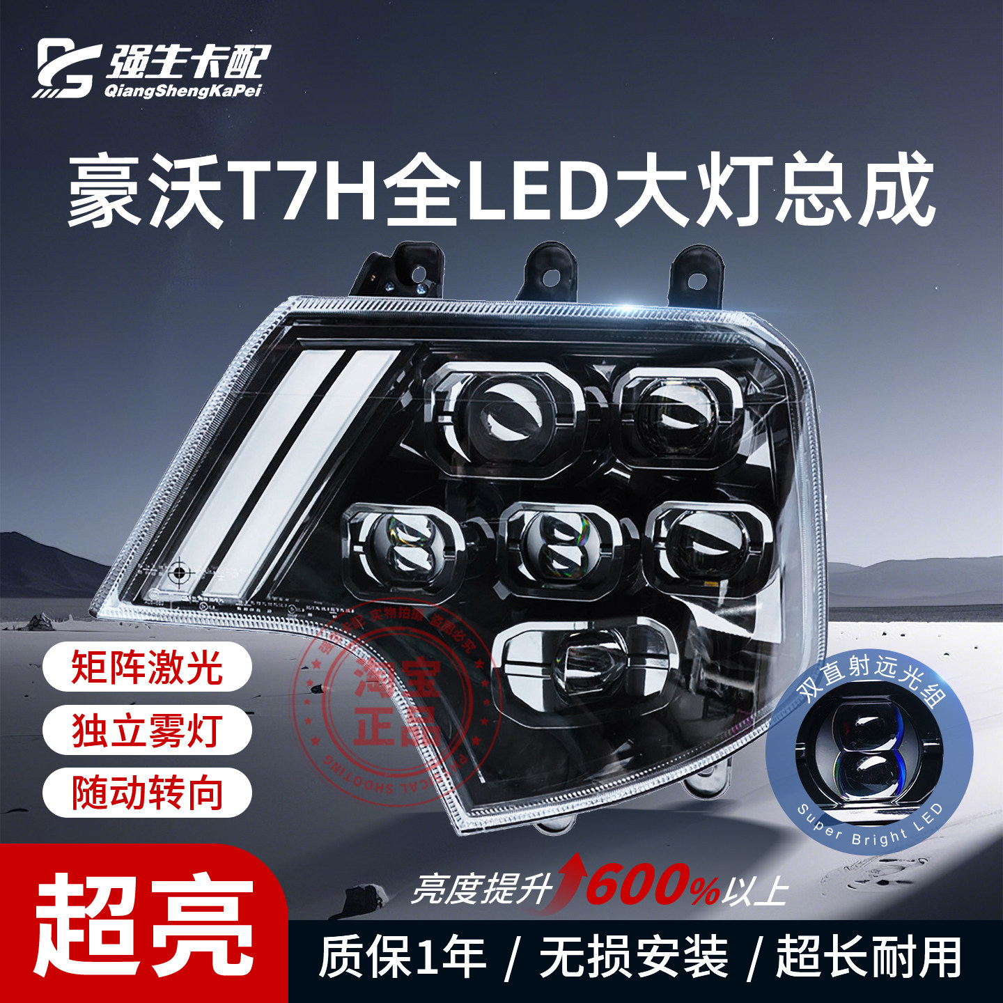 适用 重汽豪沃T7H前大灯总成TX T5G A7改装超亮激光LED矩阵多透镜