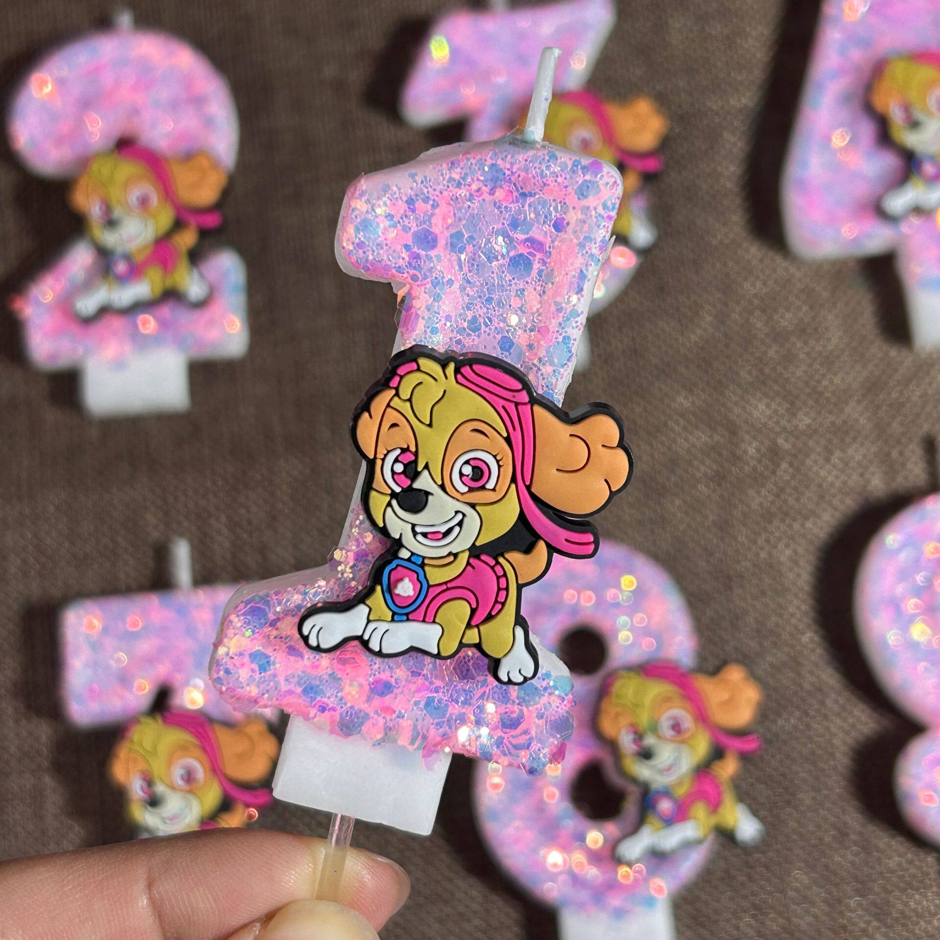 跨境热卖希音亚马逊汪汪队天天生日蜡烛数字蛋糕装饰数字蜡烛0-9