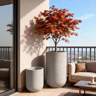 酒杯盆水泥花盆北欧简约大号镁泥客厅阳台种植箱户外花箱庭院定制