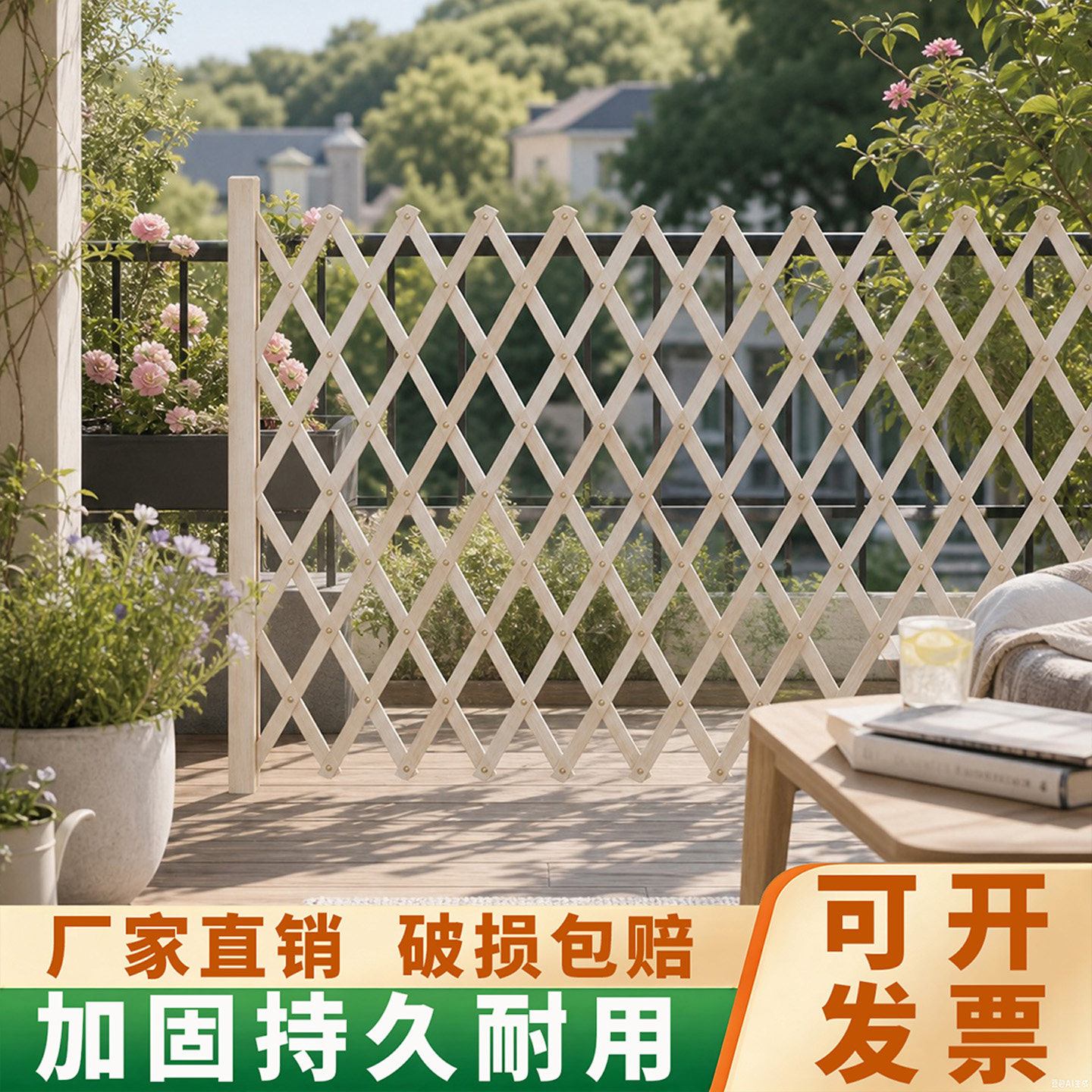庭院分区伸缩插地围栏PVC栅栏花园草坪加固爬藤架户外园艺护栏