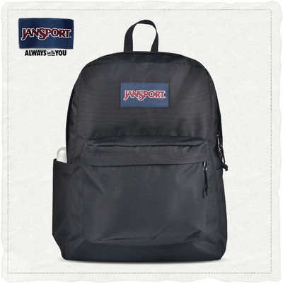 JanSport杰斯伯 双肩包女大学生书包男休闲运动背包4QUT008黑色