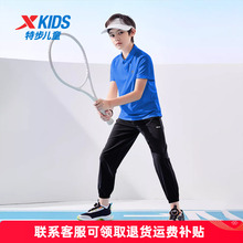 特步童装男童短袖套装夏季新款透气速干运动儿童POLO衫长裤运动服