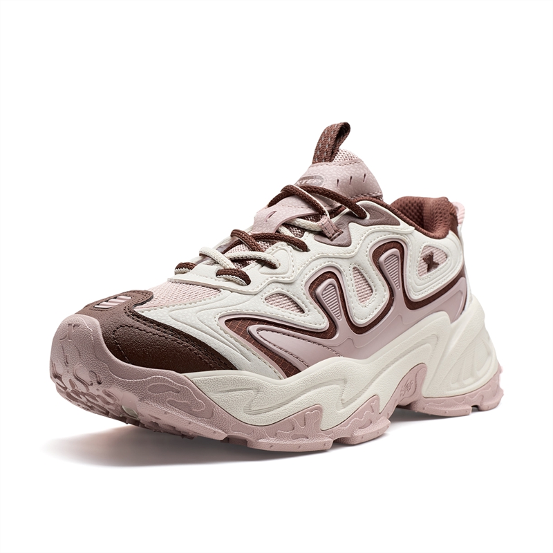 特步女鞋休闲鞋低帮厚底系带增高