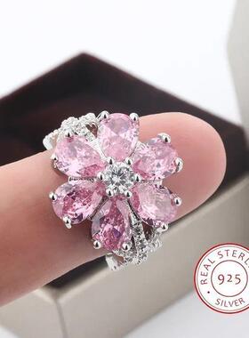 Exquisite Colorful Zircon 925 Silver Ring Women for Ring Fas