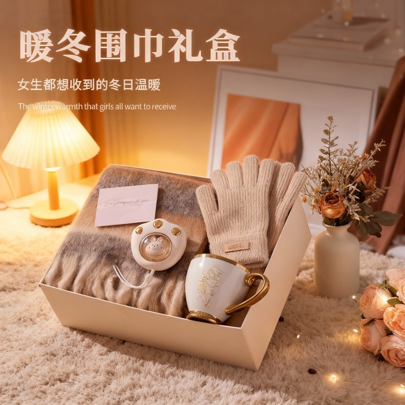 圣诞节新年生日礼物送女生闺蜜朋友创意实用的高级感冬季围巾礼盒