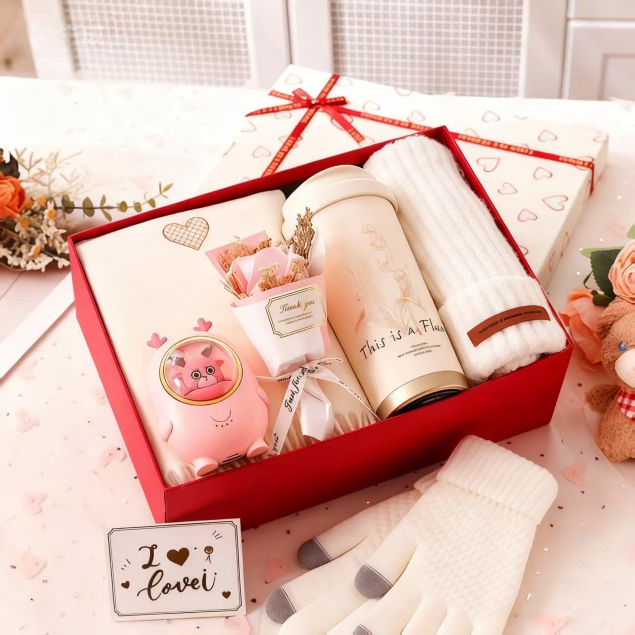 冬天送给闺蜜的圣诞节新年生日礼物女生女朋友围巾帽子礼盒实用