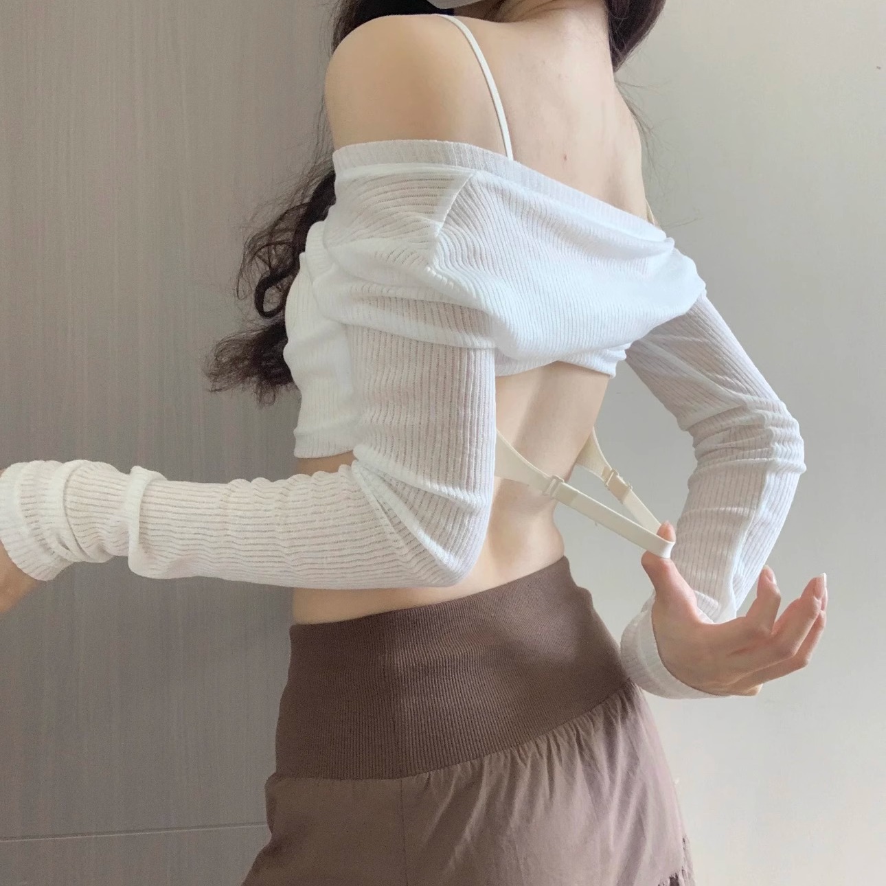 法式蕾丝美背内衣女夏季薄款大胸显小无钢圈U型大露背细肩带文胸