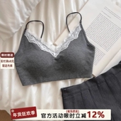 法式 性感蕾丝内衣女无钢圈深v自带胸垫美背吊带一体式 文胸可外穿