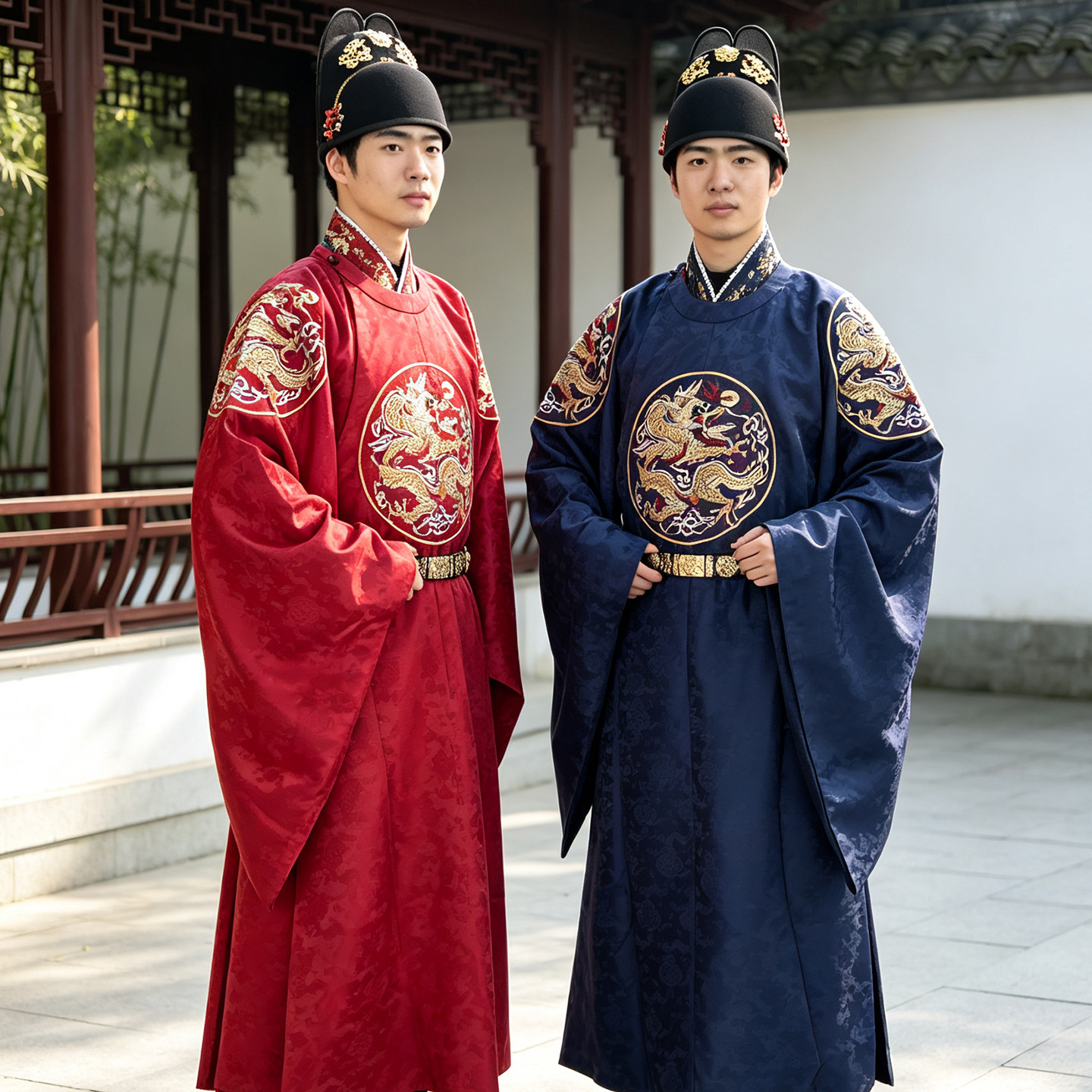 君御明制圆领袍男士蓝色中式婚服