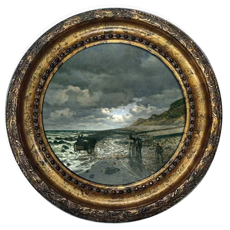 椭圆圆形油画框古旧金碎箔做旧色画框 风景人物油画装裱框宽度7cm
