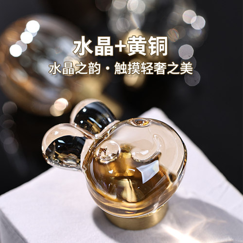 铜匠师单孔水晶拉手轻奢柜门把手