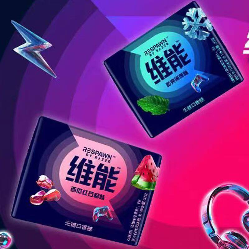 维能无糖口香糖电竞合作联名小黑条手柄薄荷糖无蔗糖网红款小零食