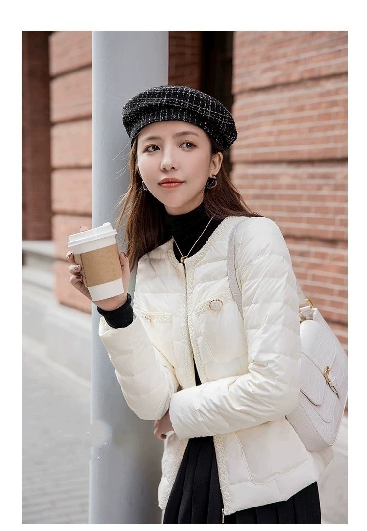 la samanna小香风修身显瘦90白鹅绒2025秋冬款真羽绒服漂亮外套女