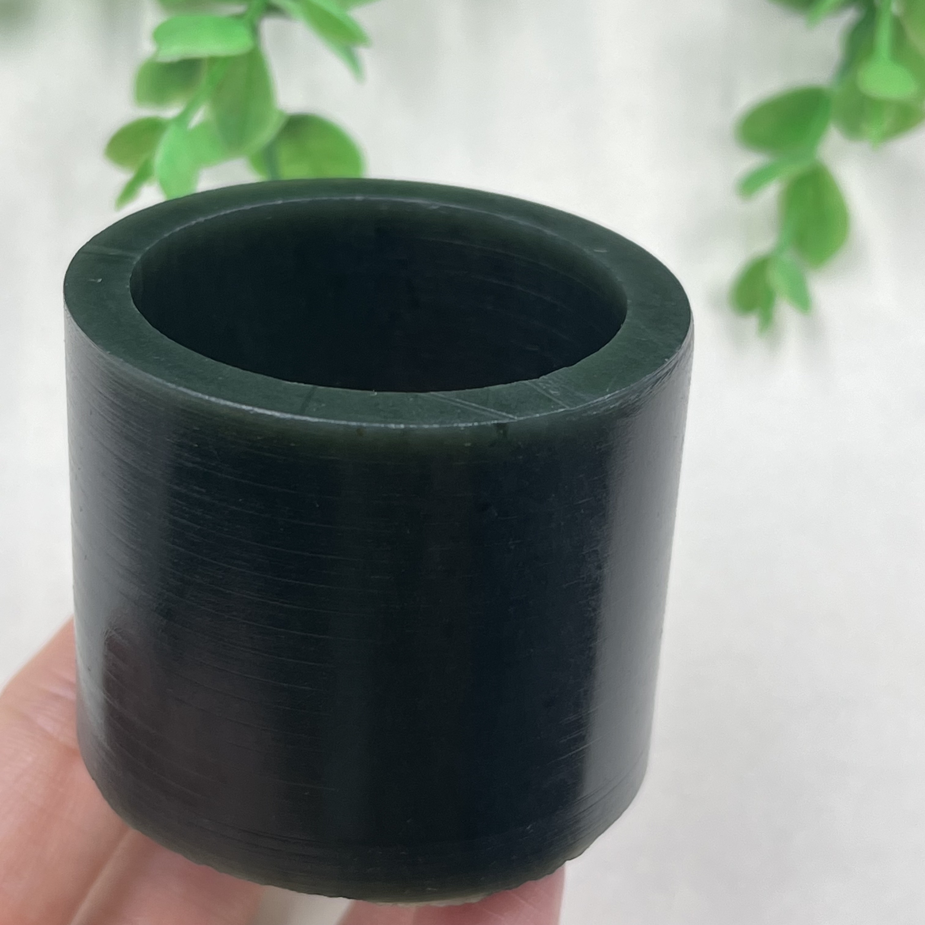 新疆和田玉青玉且末圆圈车挂边角料高筒圈口39玉石料DIY手牌包邮t