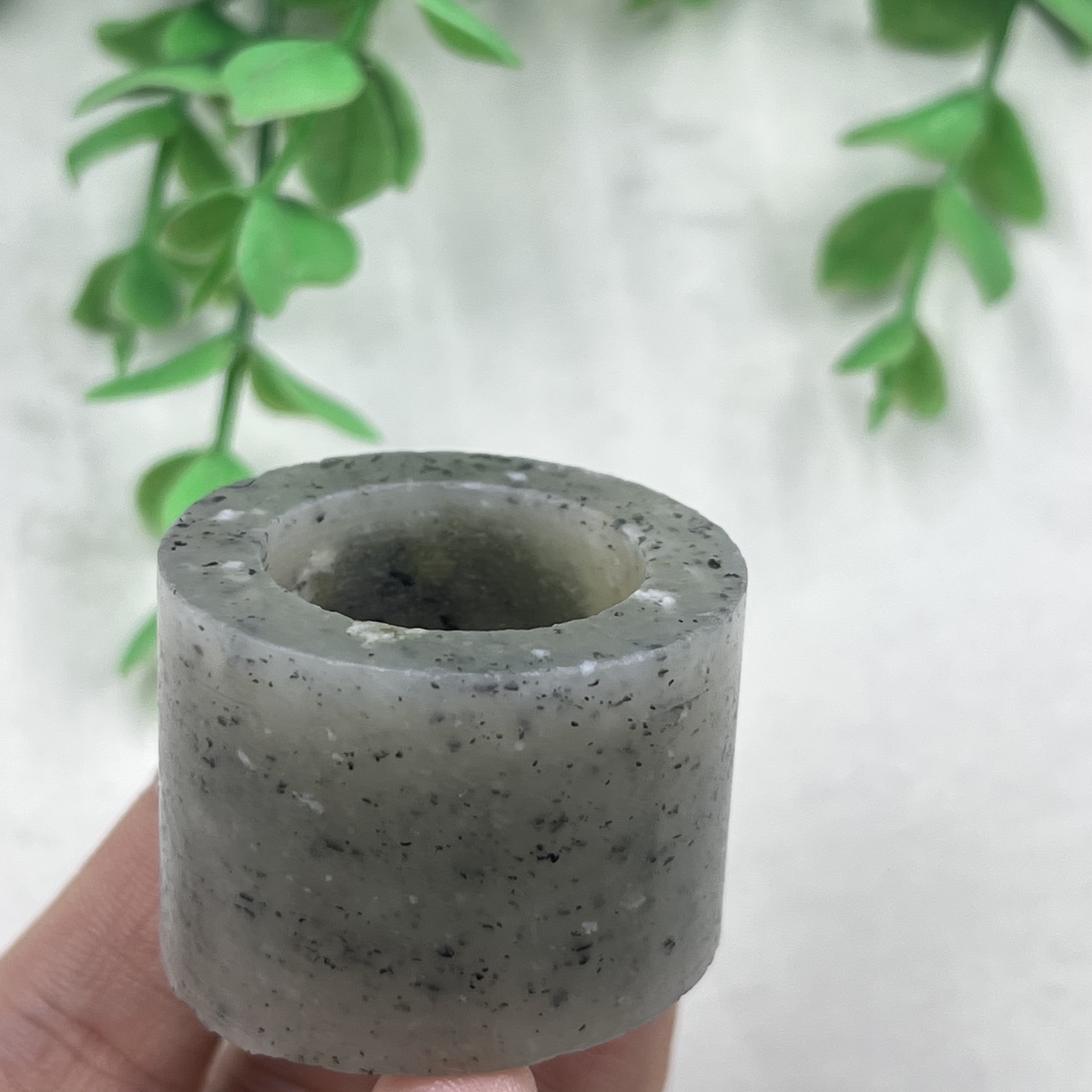 新疆和田玉青花籽点墨扳指戒指圈口22圆圈指环戒圈边角料包邮手饰