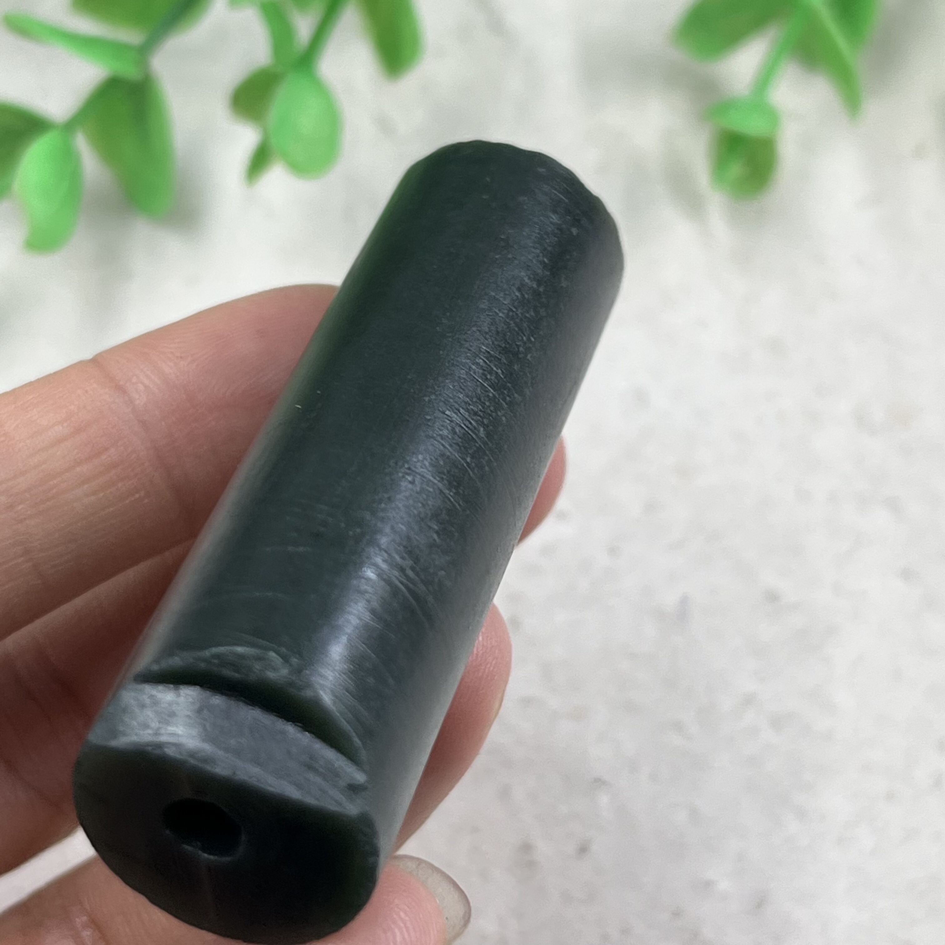 新疆和田玉且末蓝圆柱边角料圆形印章吊坠下脚料玉石料包邮36克t