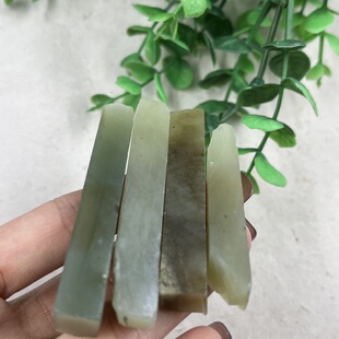 4件价新疆和田玉白玉长条书签边角料玉石料DIY风铃下脚料包邮t
