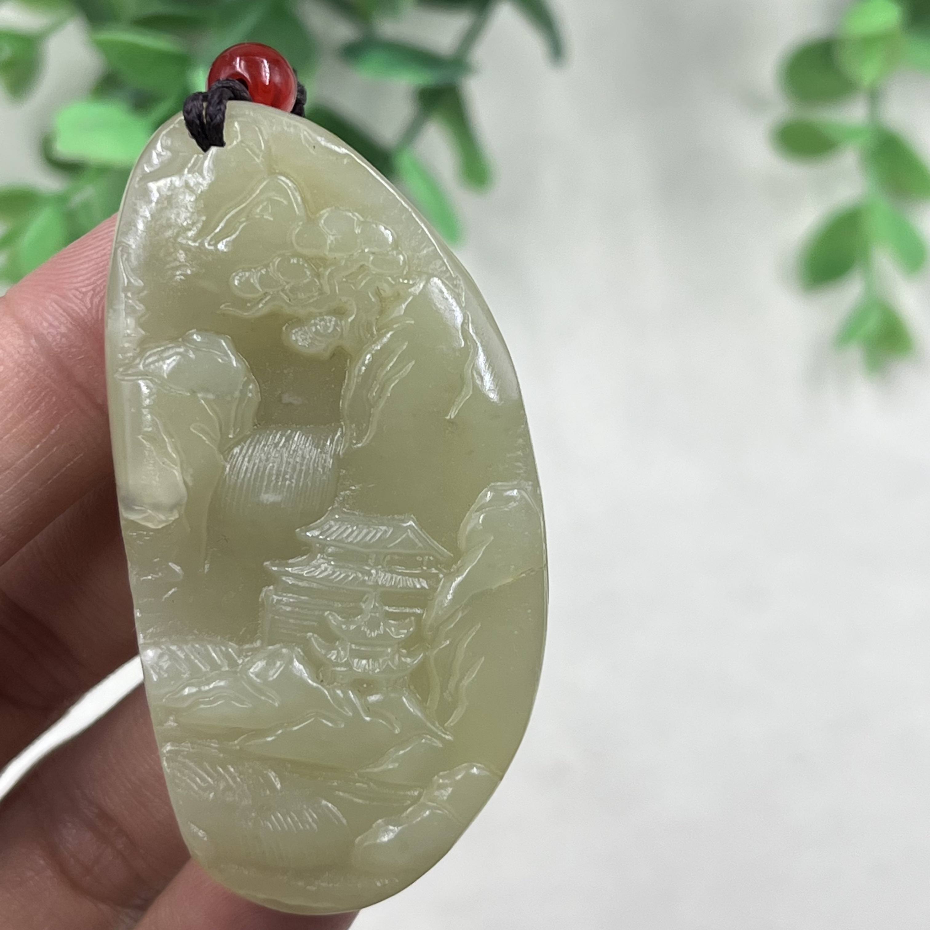 新疆和田玉原皮籽料山水牌玉坠随型如意前程似锦吊坠项坠包邮20克