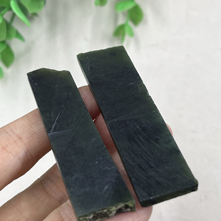 2件价新疆和田玉碧玉菠菜绿书签边角料长条 薄片牌子下脚料包邮