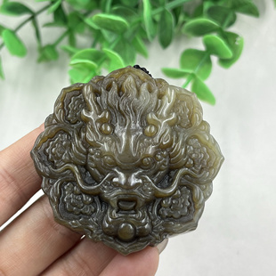 新疆和田玉糖玉且末十二生肖龙行天下牌子瑞兽圆牌挂件玉坠包邮51